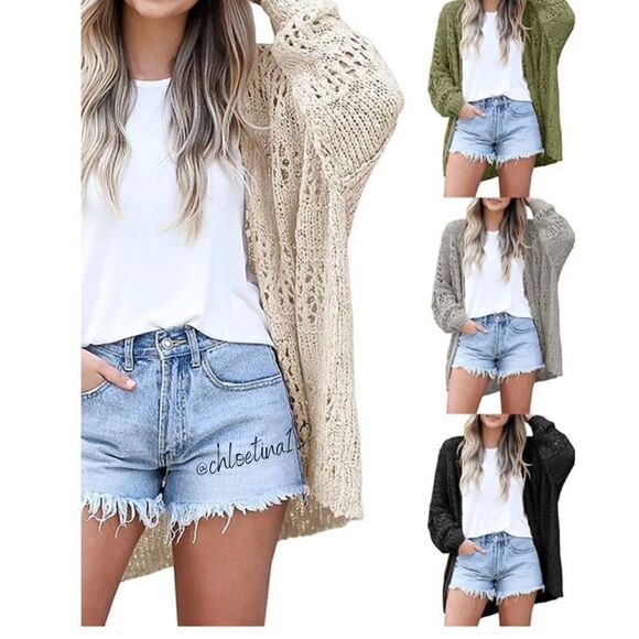 NEW Oversized Hollow Out Cardigan Sweater - Picture 1 of 10